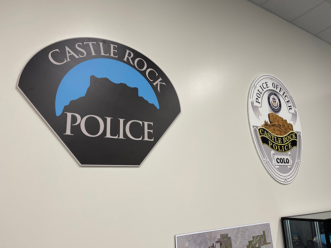 Castle Rock Police patch and badge uv printed routed acm