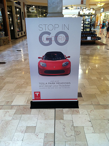Tesla T-Stand standee freestanding signage