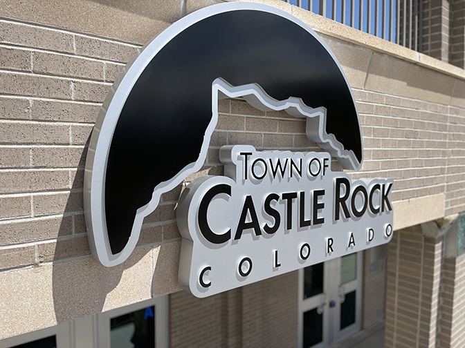 Castle Rock Police Building Exterior Sign acrylic push through