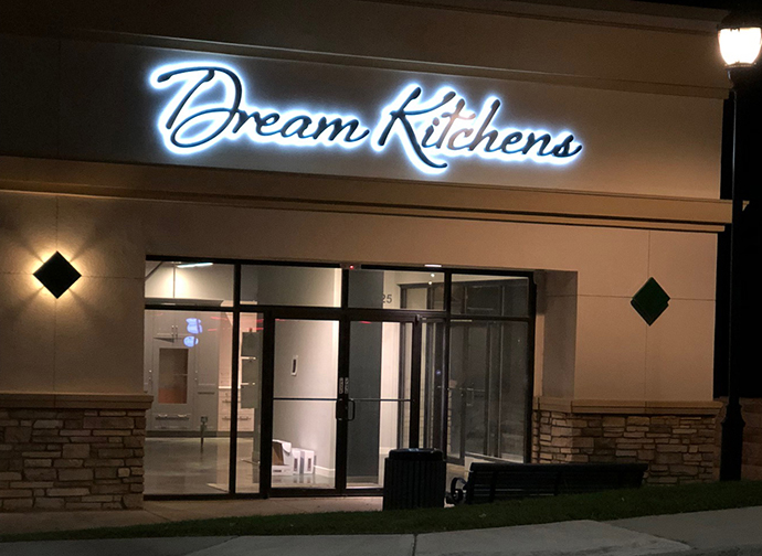 Dream Kitchens halo channel letters
